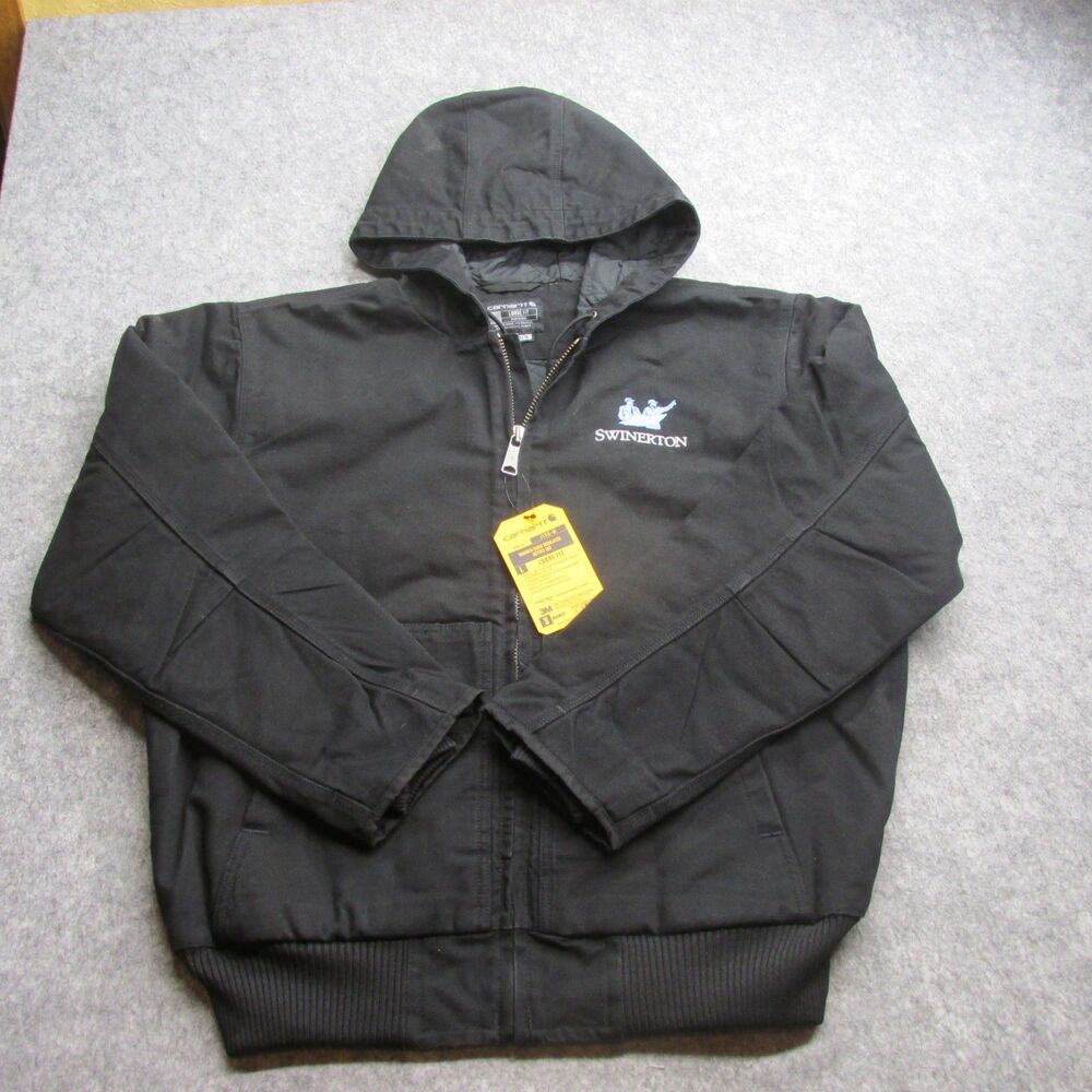 NWT Carhartt Men’s J130-M Swinerton Hooded Canvas Jacket Size L Loose Fit Black